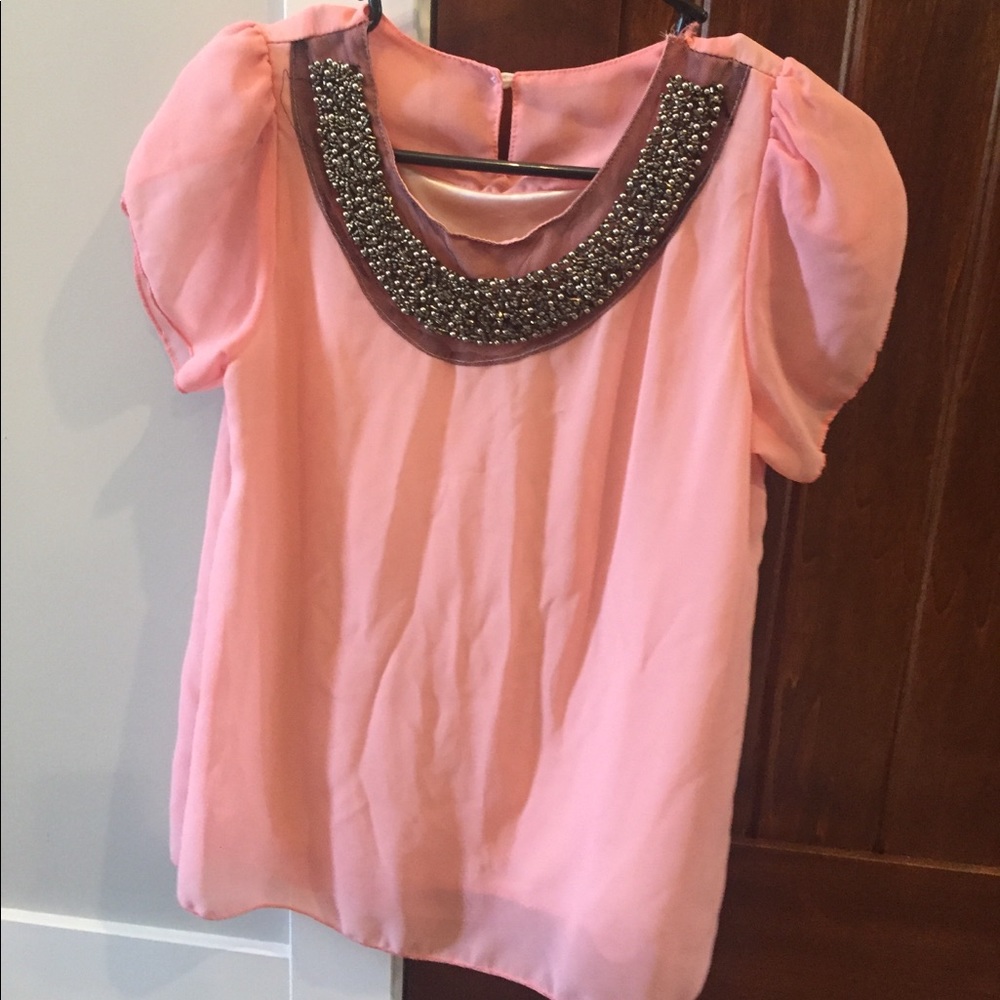 Pink Blouse with bead accent
